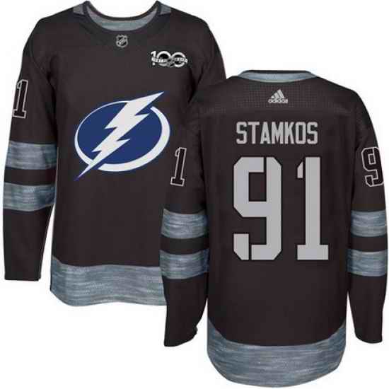 Lightning #91 Steven Stamkos Black 1917 2017 100th Anniversary Stitched NHL Jersey